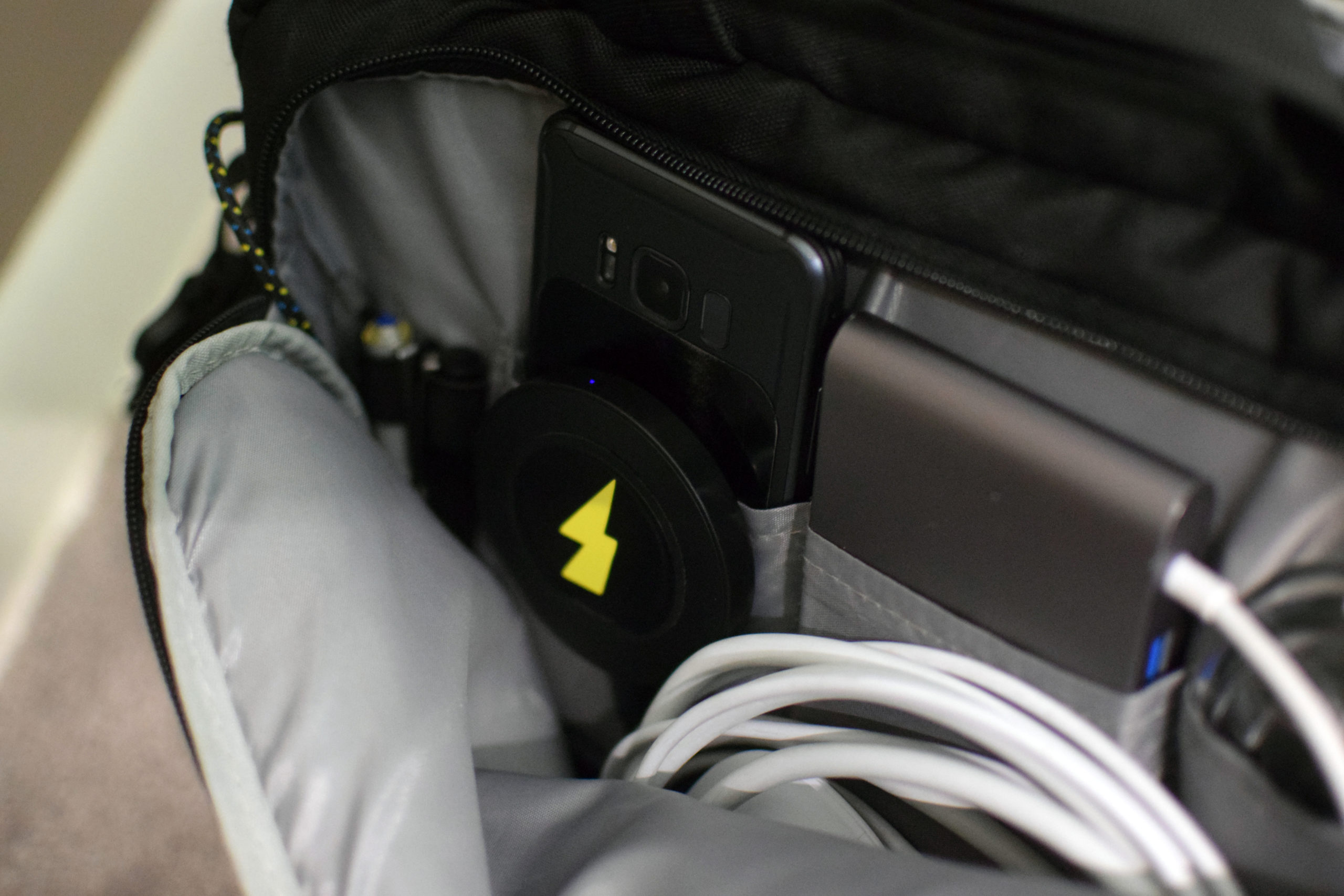 Prototype 2 of the solar battery charger bag had a wireless coil so I could drop my phone in to let it charge.